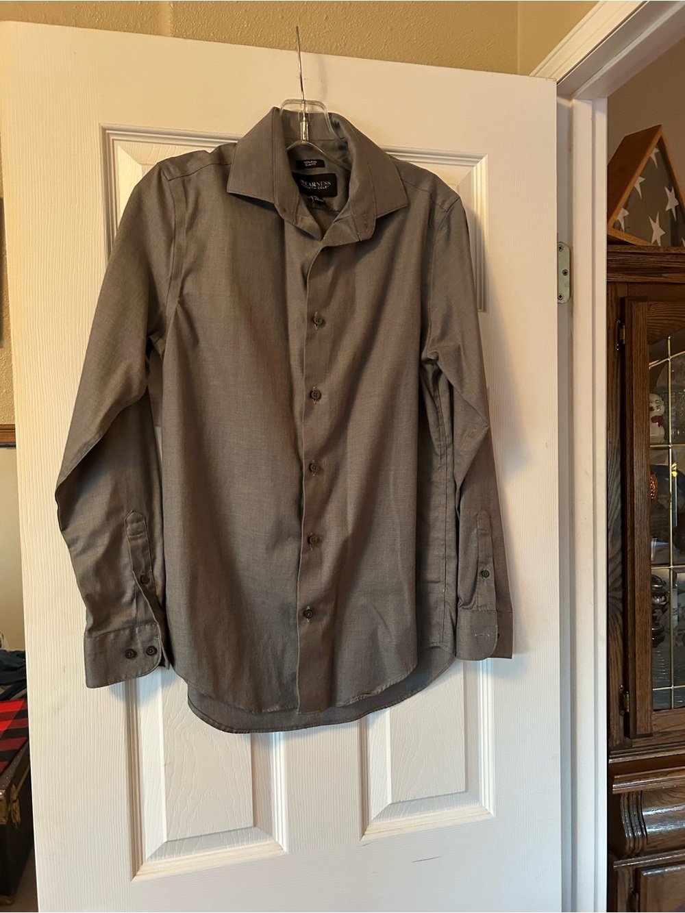 Men's Classic Gray Button-Down Dress Shirt
